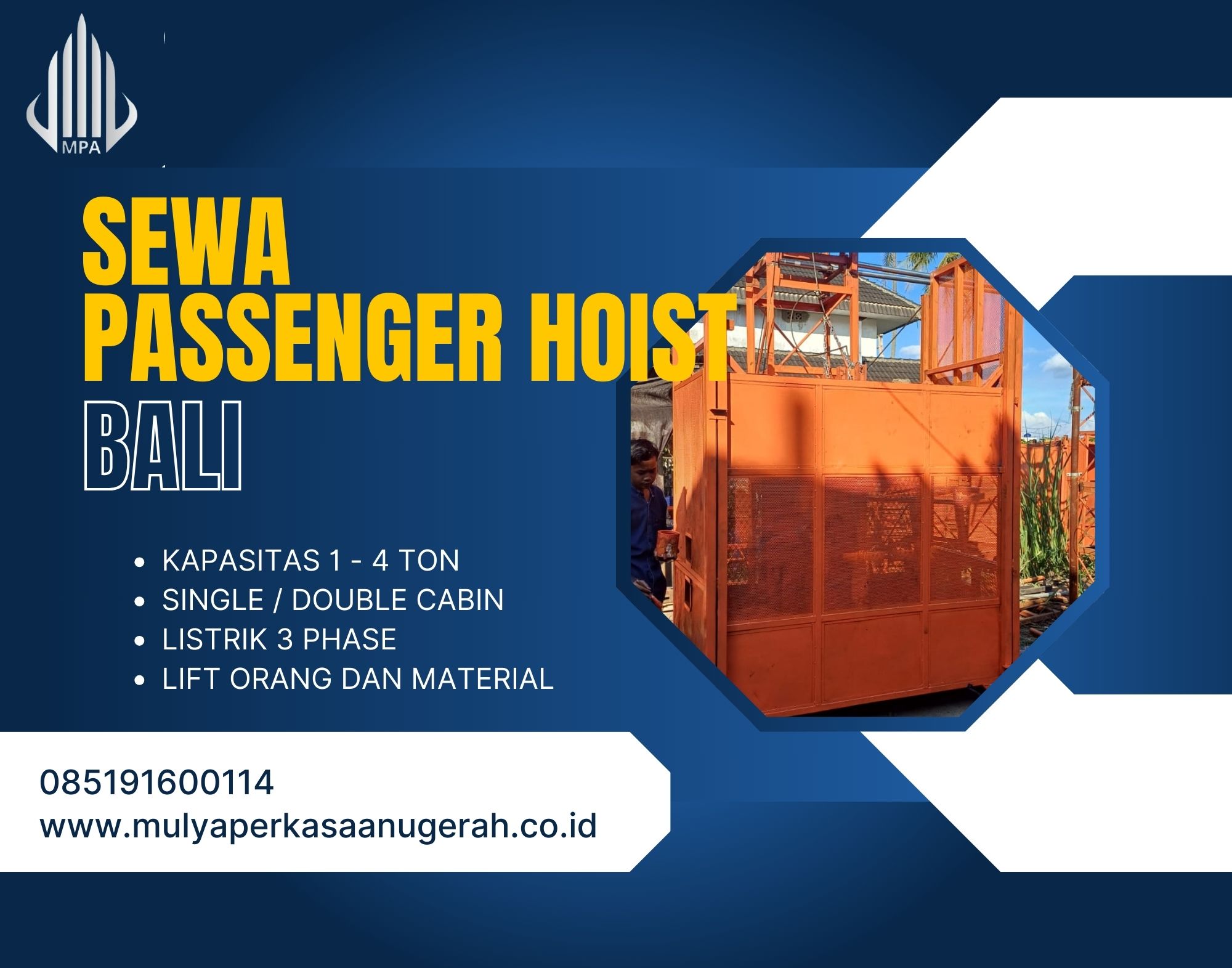 Sewa Passenger Hoist Bali: Solusi Angkut Konstruksi Anda