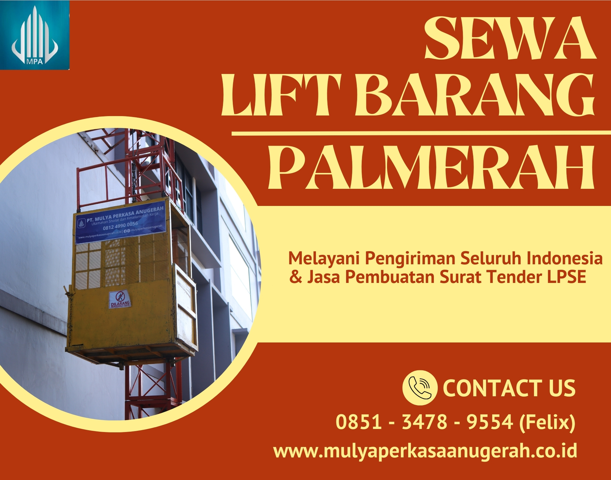 Sewa Lift Barang Palmerah | Lift Barang | 0851 3478 9554
