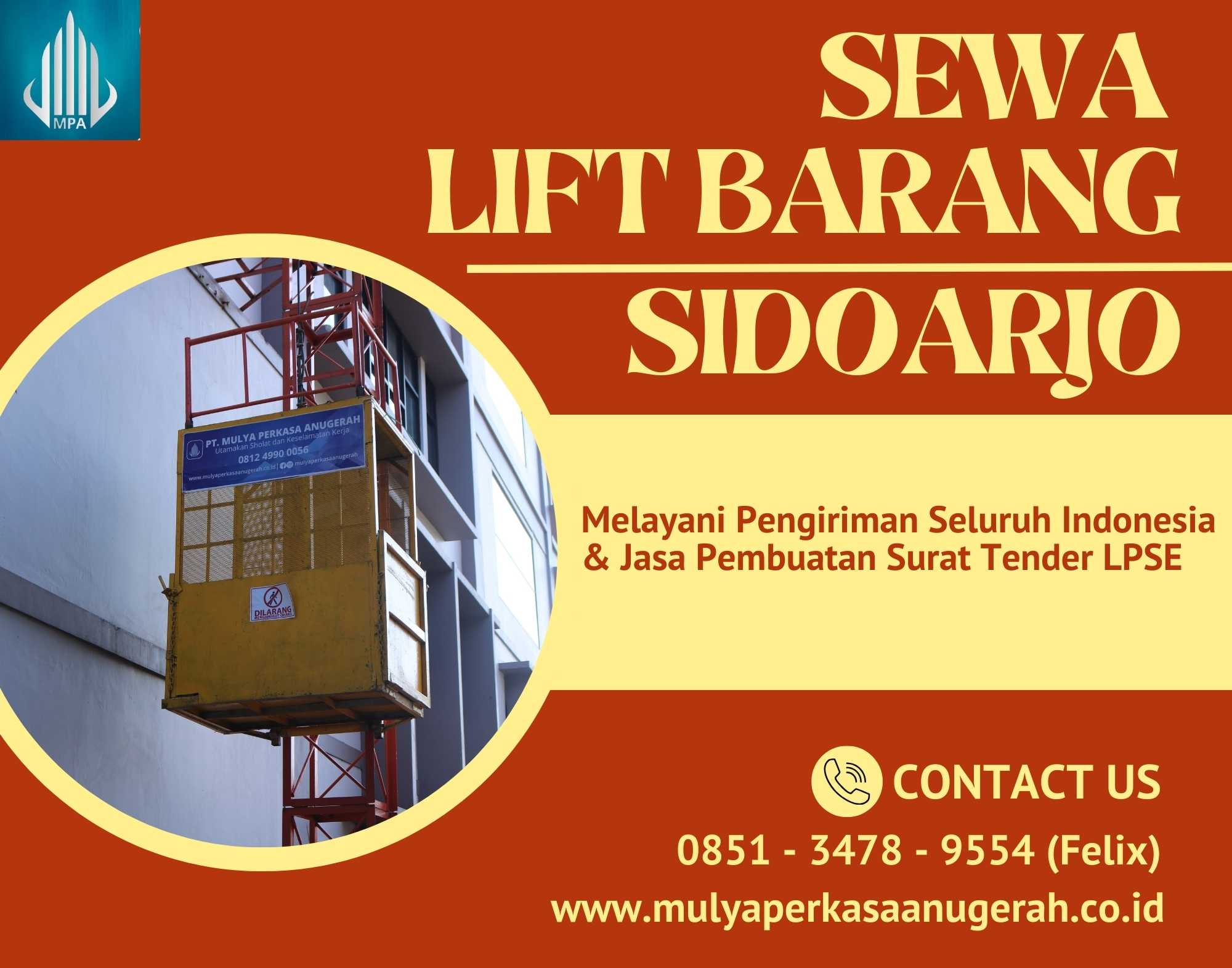 Sewa Lift Barang Sidoarjo | Lift Barang | 0851 3478 9554