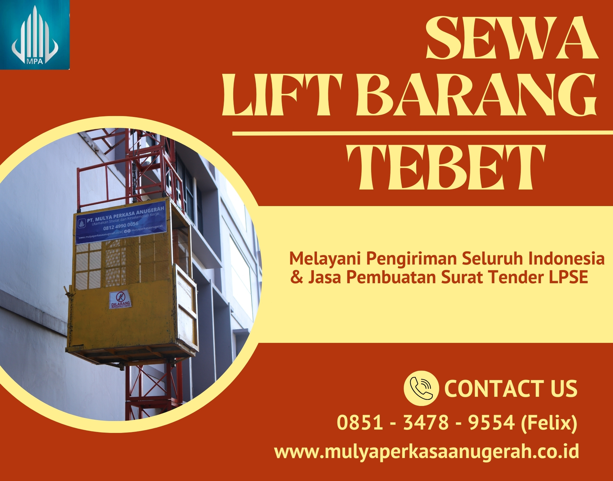 Sewa Lift Barang Tebet | Jakarta Selatan | 0851 3478 9554