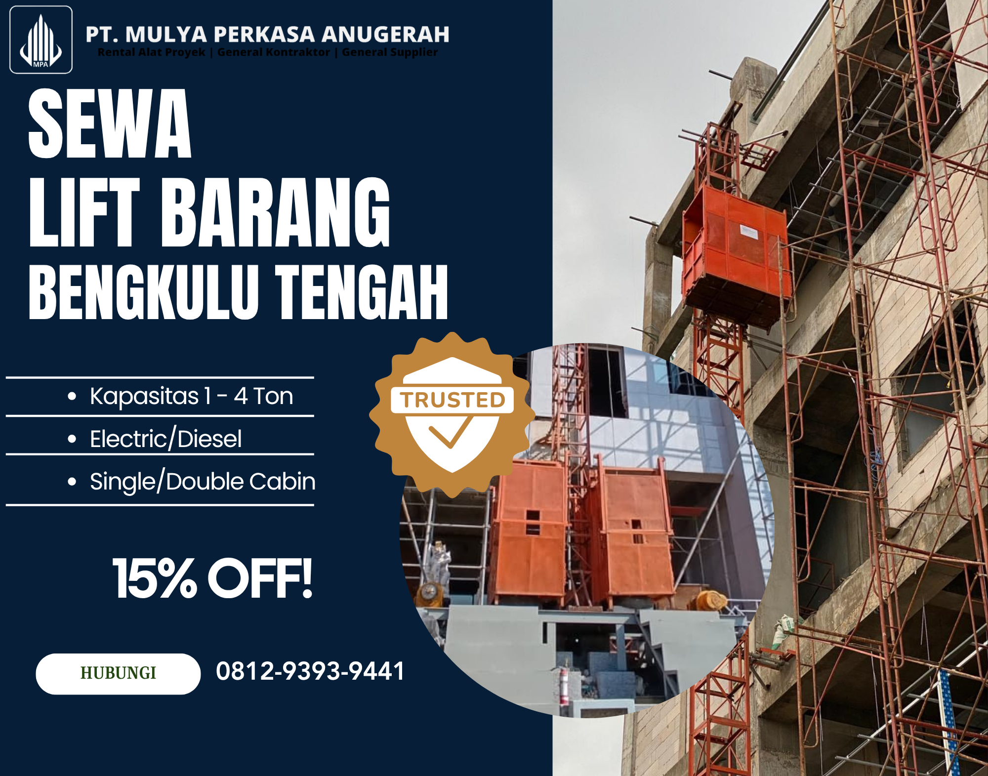 Sewa Lift Barang Bengkulu Tengah