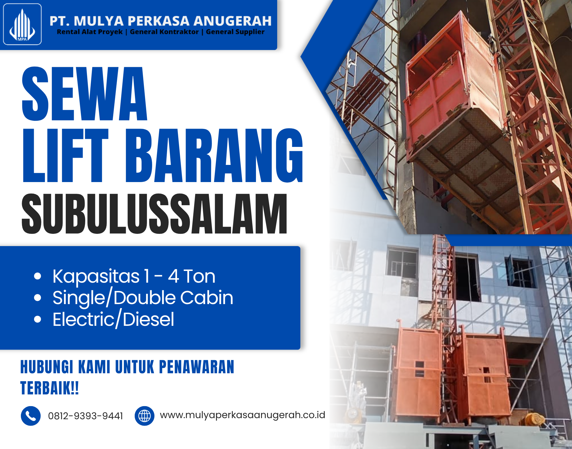 Sewa Lift Barang Subulussalam