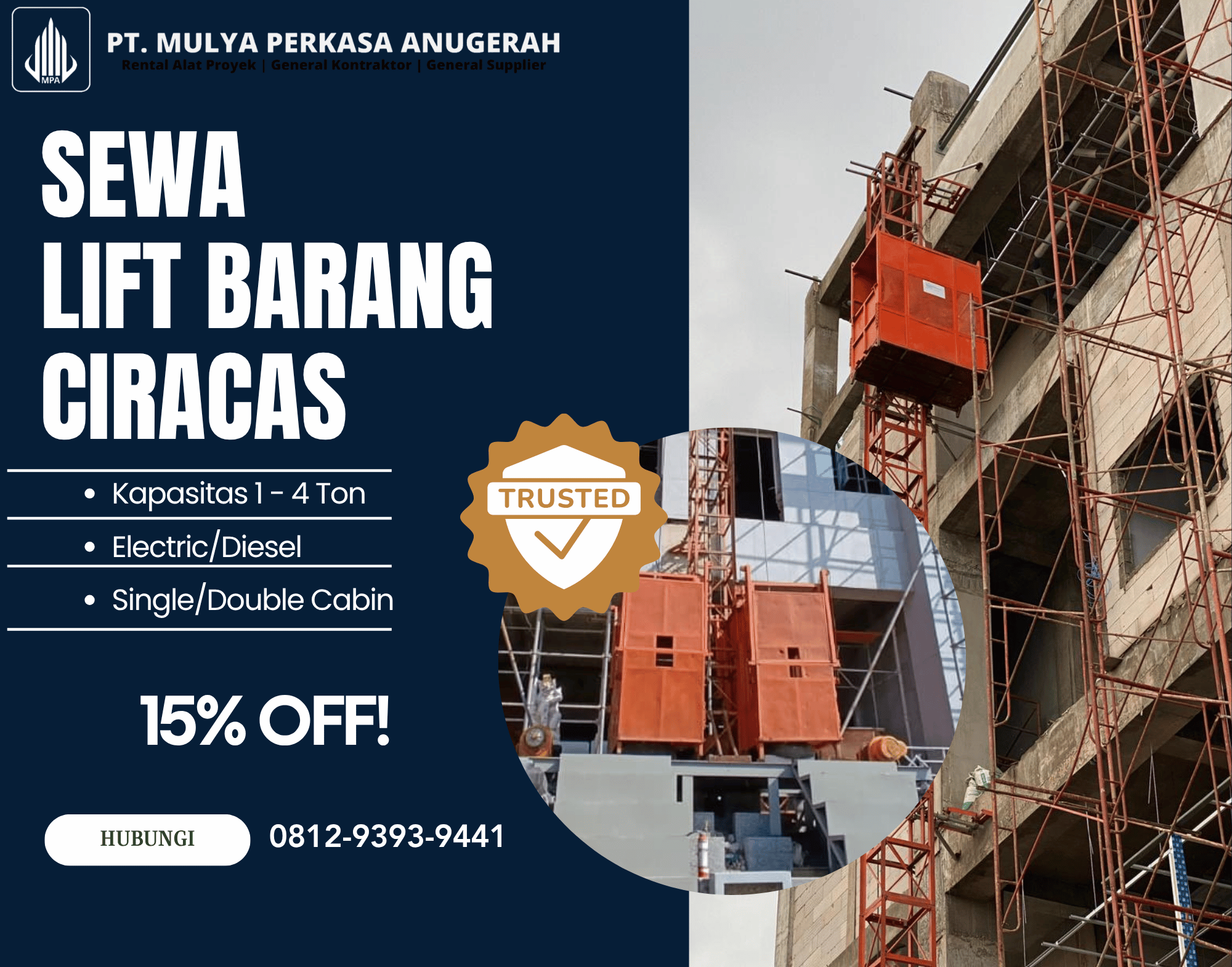 Sewa Lift Barang Ciracas
