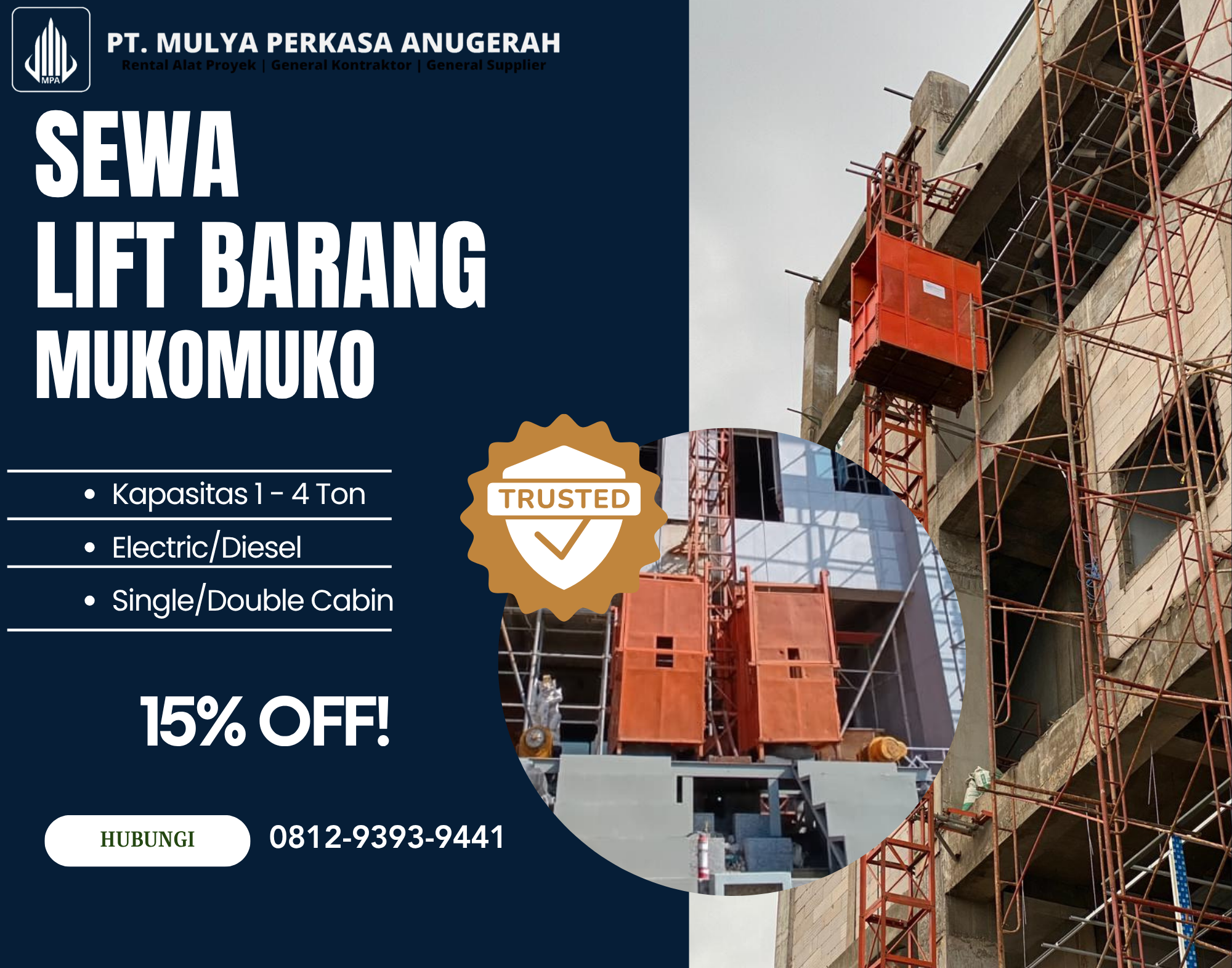 Sewa Lift Barang Mukomuko