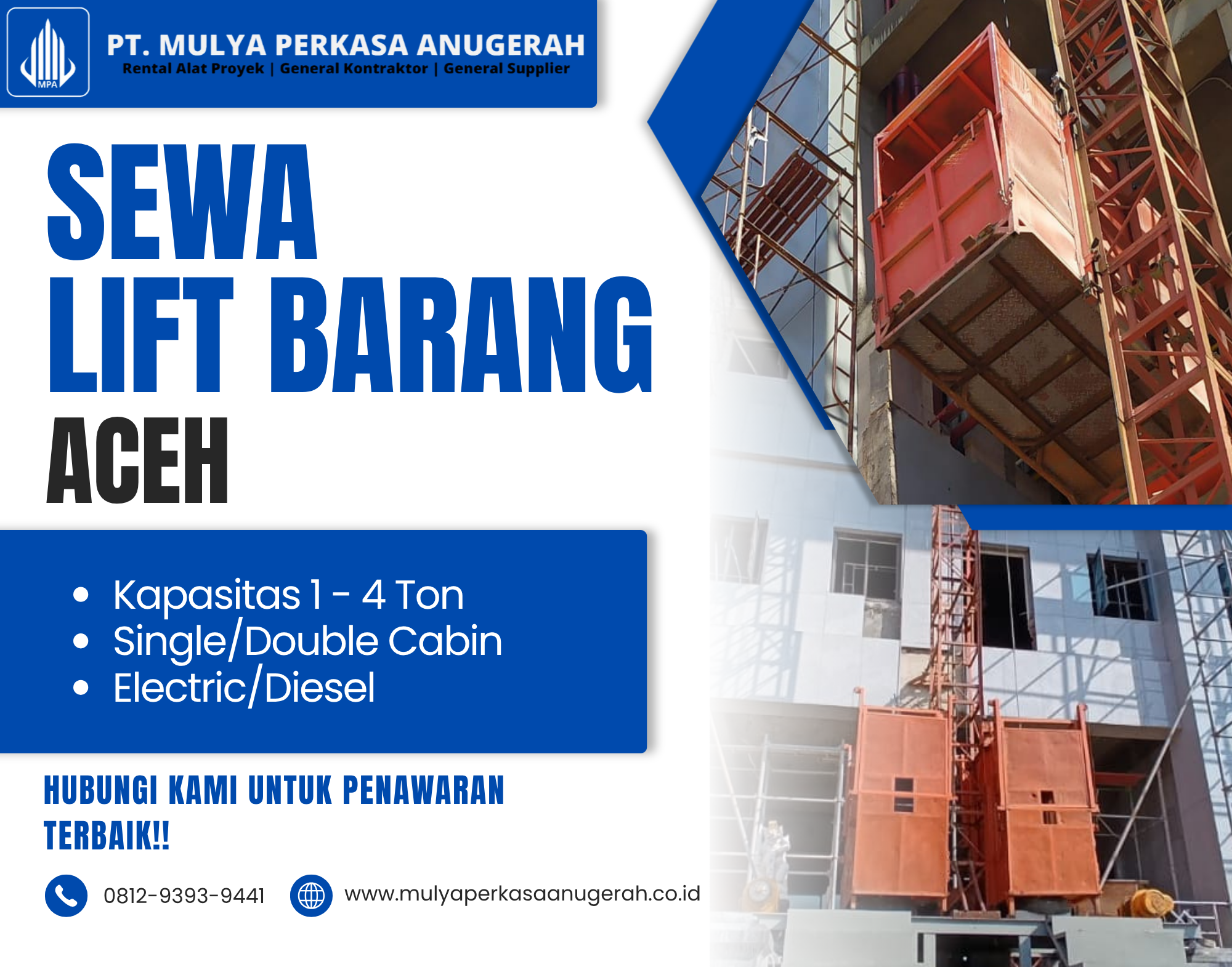 Sewa Lift Barang Aceh